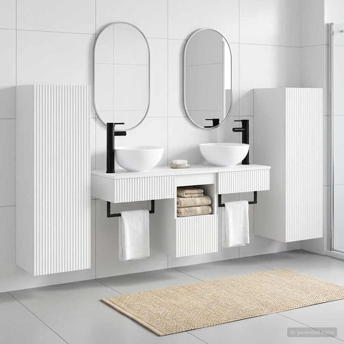 vidaXL - Badkamerkast - set - 5 - st - Wit - 33 - x - 34,5 - x - 100 - cm - Bewerkt - hout