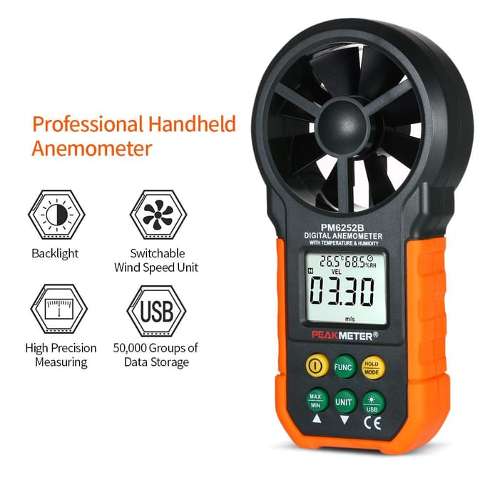 PEAKMETER anémomètre numérique multifonction compteur de vitesse du vent professionnel LCD anémomètre numérique Air