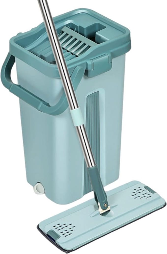 Dweilsysteem voor nat & droog - Groen - Dwijl - Set met wringer - Dweil - Mop - Complete Set