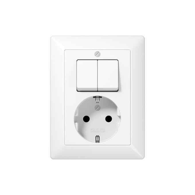 Jung AS 5575 EU WW Combinatiestopcontact Serie Alpine Wit - AS5575EUWW - E3N59