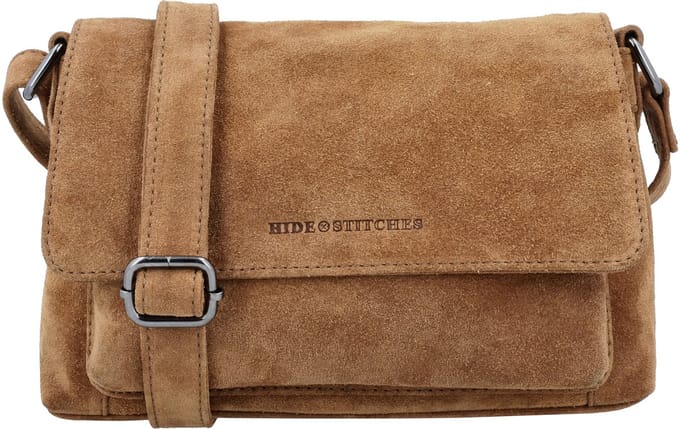 Hide & Stitches Brazos Schoudertas - Suede - Crossbody - Leer - Overslag - Leren Dames Tas - Camel