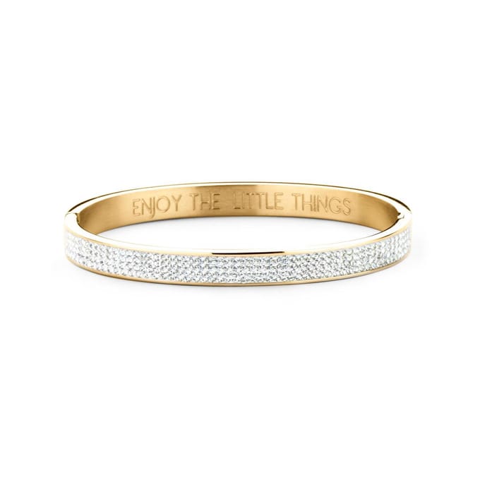 CO88 Collection Sparkle 8CB-90310 Stalen Bangle met Kristallen - One-size (58x49x8 mm) - Goudkleurig / Wit