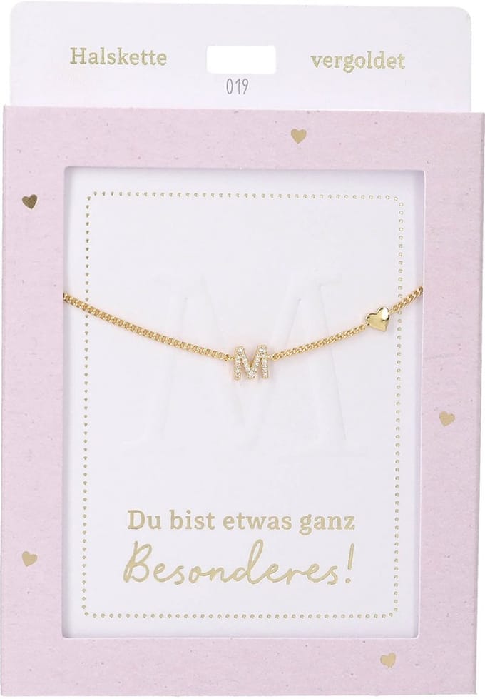 Depesche ketting goud met letter M en hart hanger - sieraden cadeau.