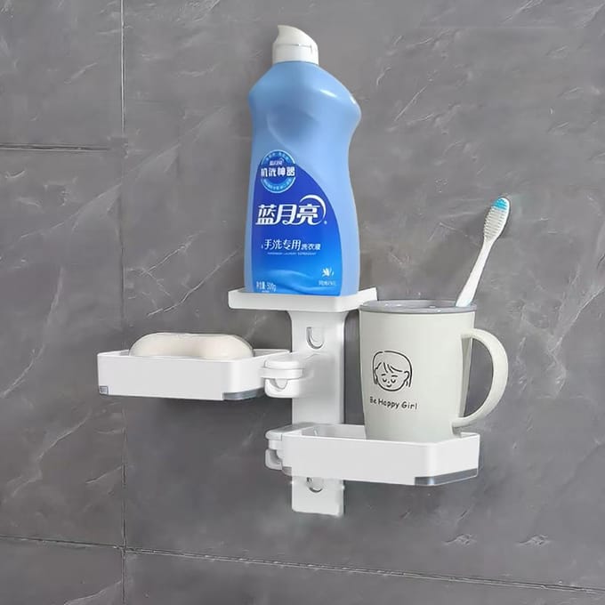 Gatvrije Multifunctionele Wandgemonteerde Draaibare Zeepdoos Badkamer Toilet Zeeprek Zeepdoos gray