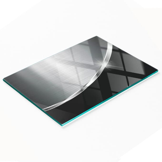 Keukenplank van gehard glas met decoratieve grafische textuur, 80x52 cm