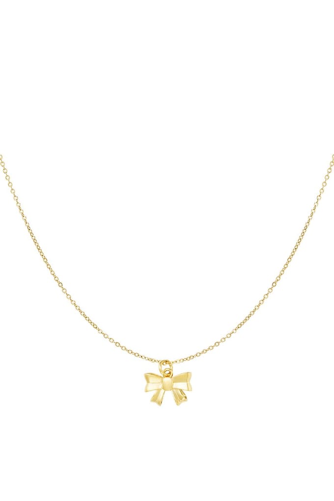 Eenvoudige halsketting met strikhanger - Goud kleur