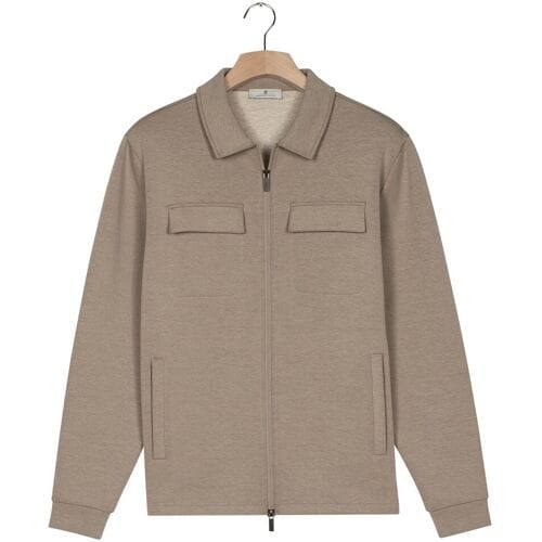Thomas Maine Vest Sweat Full Zip Double Chestpocket Greige / male
