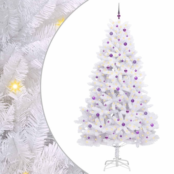 vidaXL - Kunstmatige - Hinged - Kerstboom - Wit - 270 - cm - PVC - en - Staal