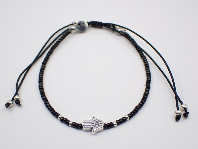 Colure® armband Miyuki glanzendzwart met symbool Hamsa hand