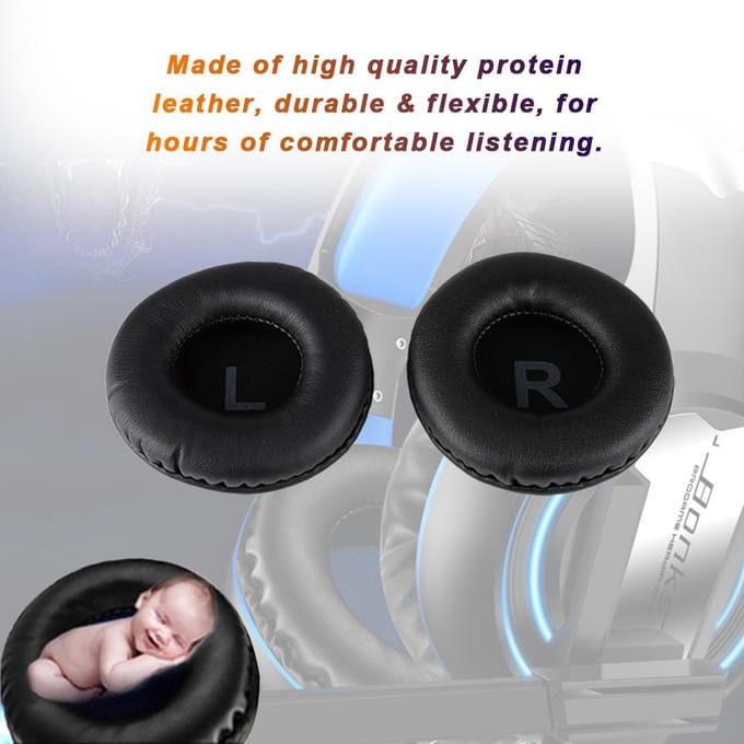 2 stuks 80mm Universele Vervangende Oorkussen met L R Markering voor Oortelefoon Headset black