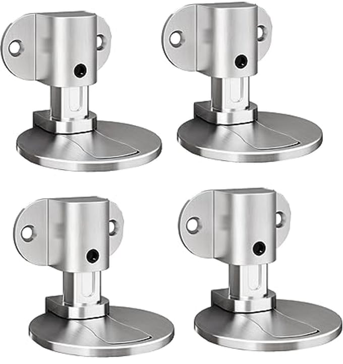 Onzichtbare magnetische deurstopper set - Verstelbare deurstopper voor diverse deurtypes met boor- en plakopties (4 stuks, zilver)