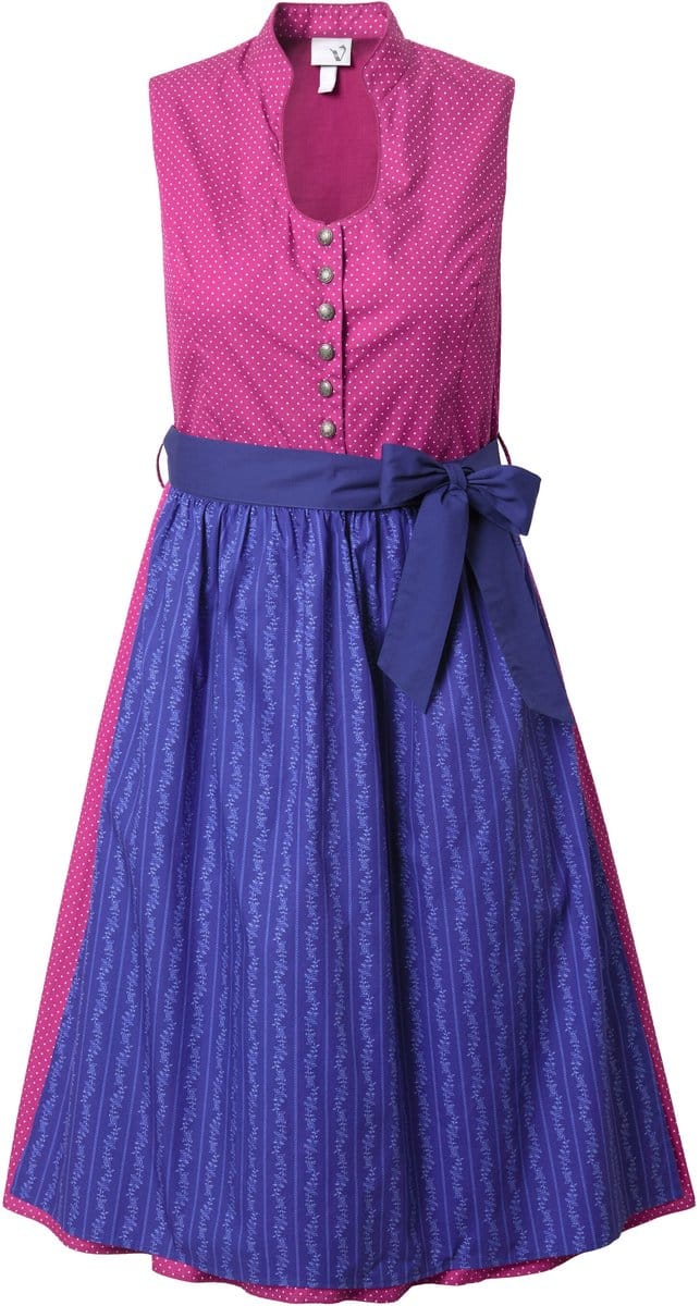 Ulla Popken - Dames - Dirndl opstaande kraag sierknopen mouwloos - Magnoliarood - Maat 48