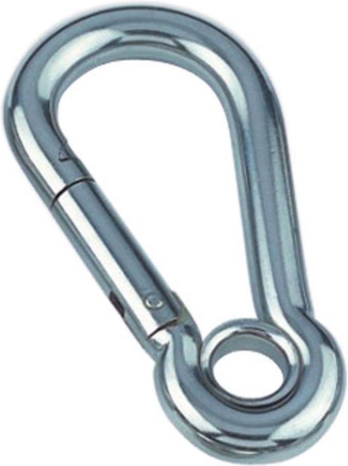 RVS Karabijnhaak met oog, 8x80mm