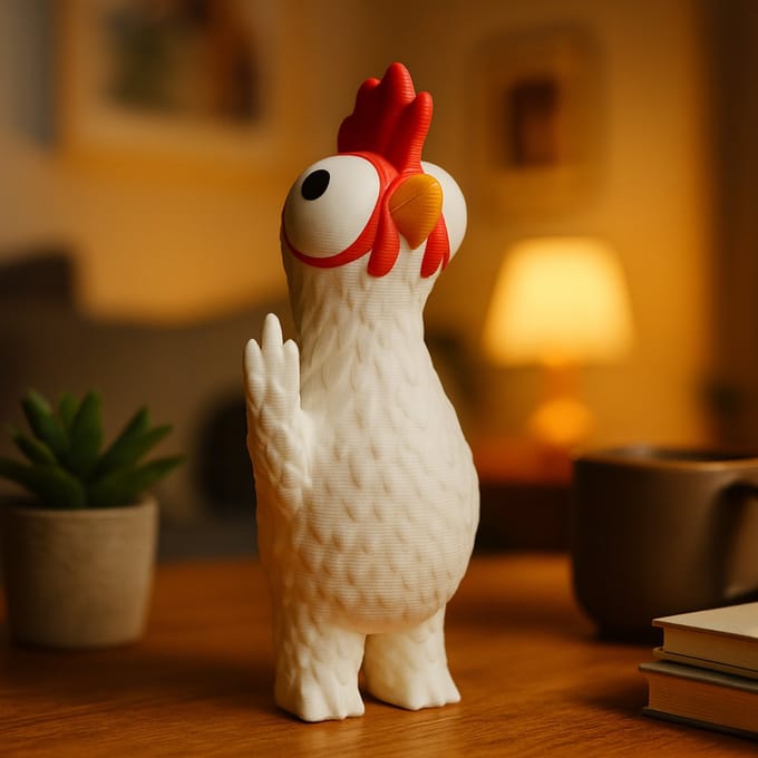 AnimalsAttitude – Middelgrote Kip Figurine met Middelvinger – 3D-geprint PLA Beeldje – Unique Display Ornament