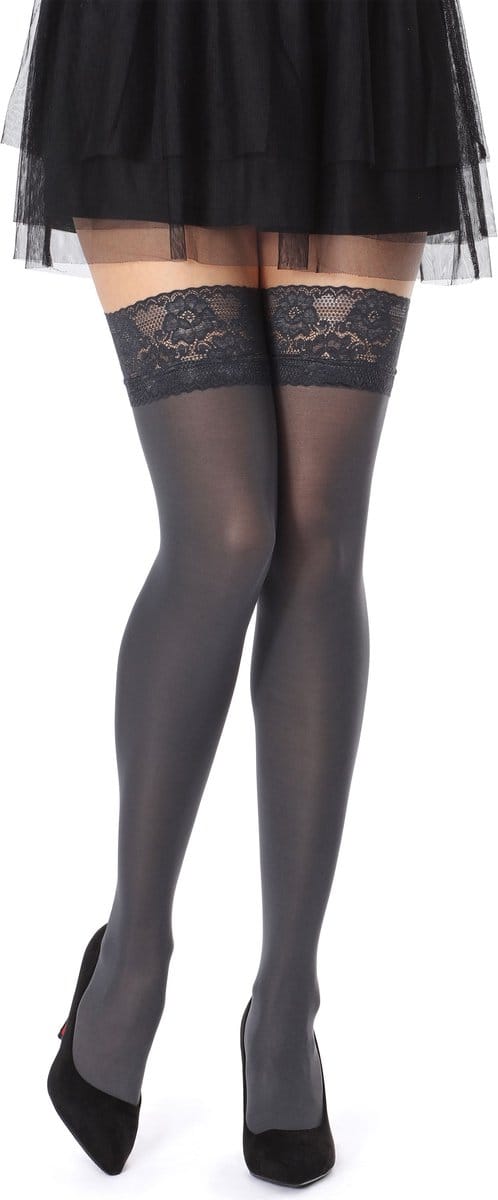 Bellivalini Dames Hold-Up Kousen - 60 Denier - licht glanzend - elastisch - Polyamide - BLV-FI-1005 - Grafiet - XS-S
