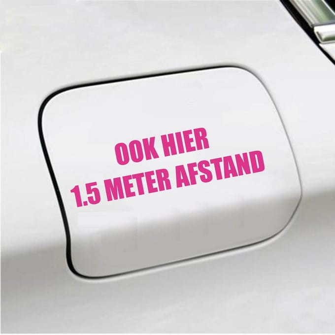 Bumpersticker - Ook Hier 1,5 Meter Afstand - 4,2 X 14,8 - Roze