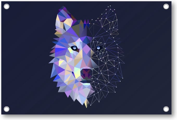 Abstracte Wolf - Tuinposter 120x80 - Wanddecoratie - Minimalist - Dieren