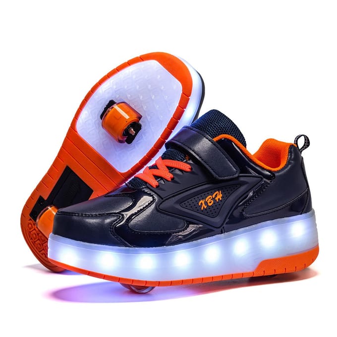 Chaussures de course lumineuses à LED à double roue pour garçons 39 red