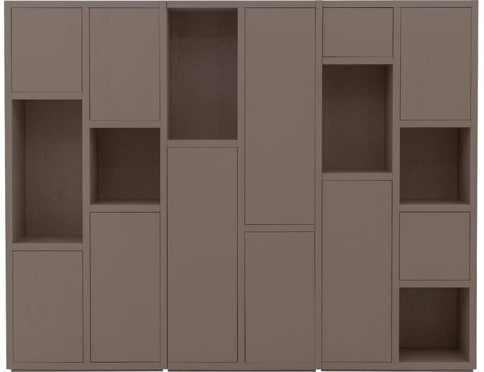 Goossens Wandmeubel Granada, 11 Deuren 6 Open Vakken - Hout Bruin