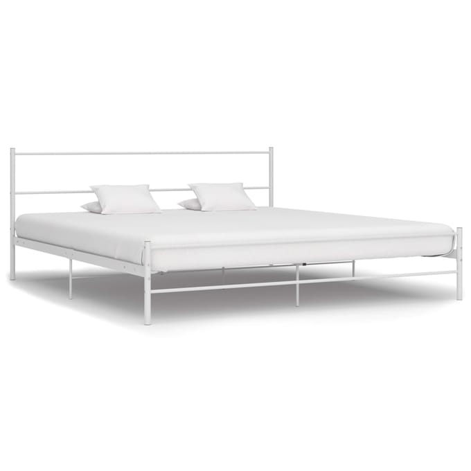 vidaXL - Bedframe - metaal - wit - 200x200 - cm