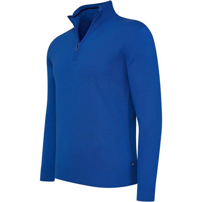 Cappuccino Italia - Heren Trui Pullover Bergamo Zip - Blauw - Maat M