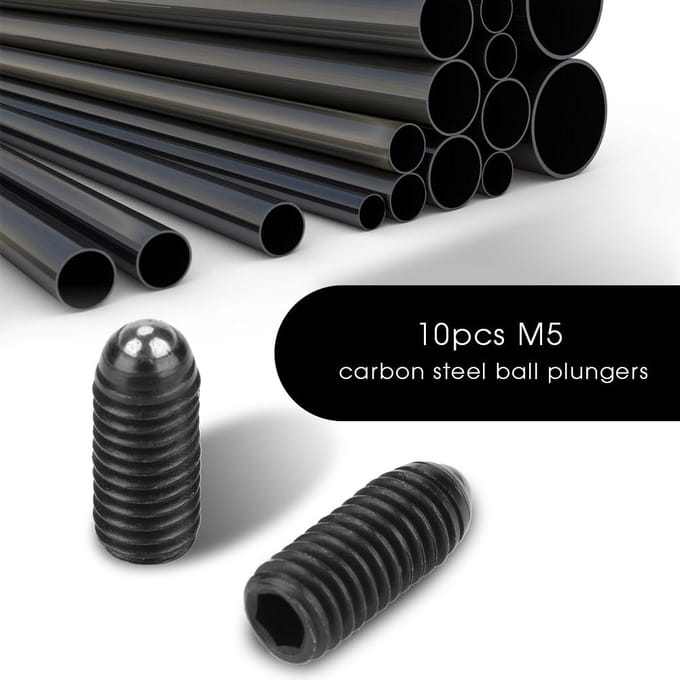 10 stuks M5 schroefdraad zeskant koolstofstalen kogelveerplunjers set (M5*12)