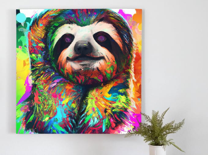 Super sloth | Super Sloth | Kunst - 60x60 centimeter op Forex | Foto op Forex