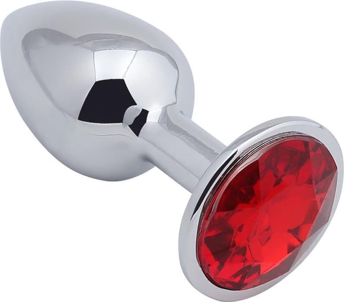 Banoch - Buttplug Aurora Red Small - Metalen buttplug - Diamant steen - Rood