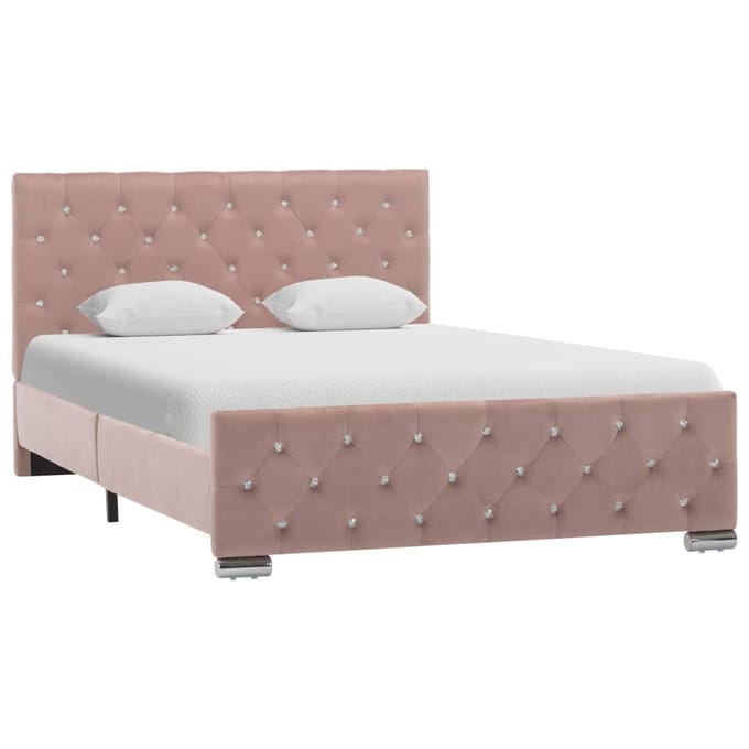 vidaXL - Bedframe - fluweel - roze - 120x200 - cm