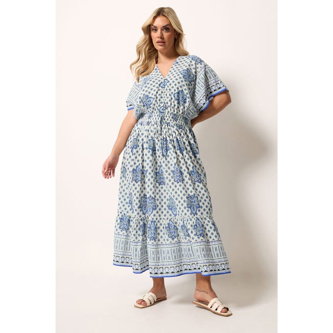 Yours Blauwe Paisleyprint Maxijurk Size 48