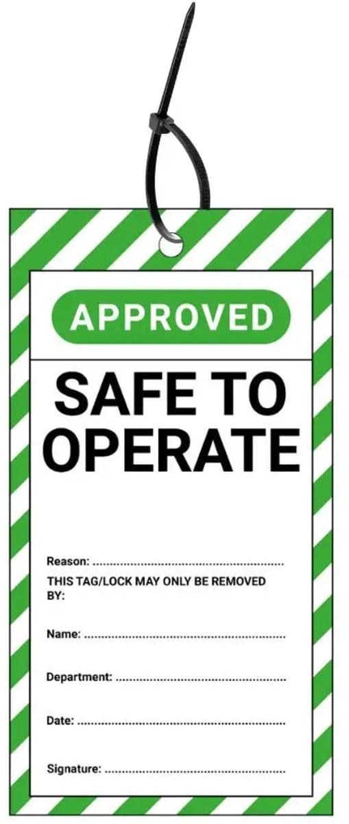 LOTO tags safe to operate EN - 10 stuks - inclusief tiewraps