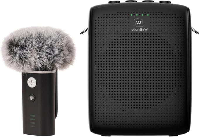 Spraakversterker Draadloos - Zender Microfoon - Presenteren Lesgeven - Winddichte Lavalier - 15m Bereik - Zwart