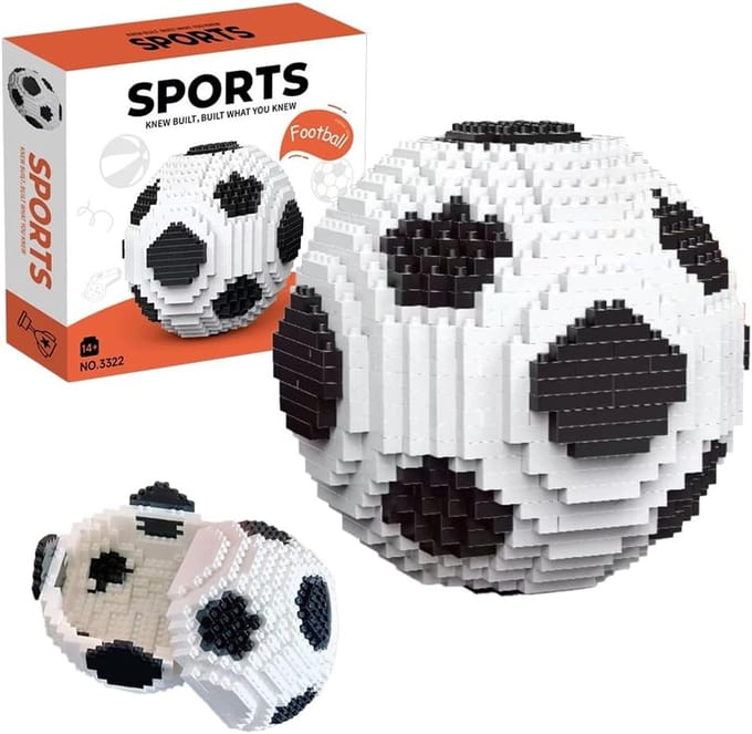 Voetbal Bouwstenen - Miniatuur Puzzel - Creatief Spelen - Gedetailleerde Instructies - 20 cm - Multicolor