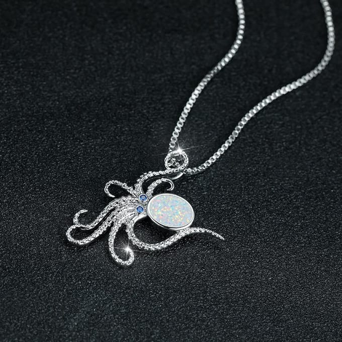 Série Océan Poulpe Bleu et Blanc Poulpe Collier Polyvalent Personnalisé pour Femme black