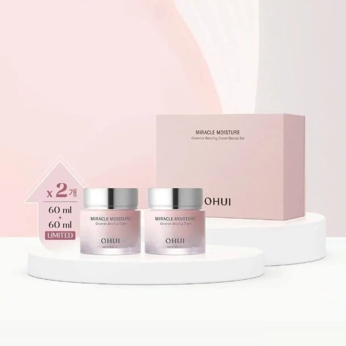 O HUI Miracle Moisture Ceramide Boosting Cream Speciale Set 1+1 (60ml+60ml) white
