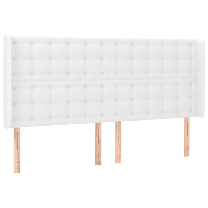 vidaXL - Hoofdbord - LED - 203x16x118/128 - cm - kunstleer - wit