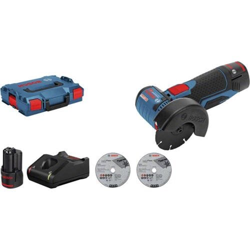 Bosch Professional Winkelschleifer GWS 12V-76 Set 2x3,0Ah, LG, L-BOXX 06019F200B Haakse accuslijper 75 mm 12 V
