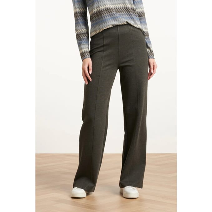 Smashed Lemon Damesstretch broek met wijde pijpen |