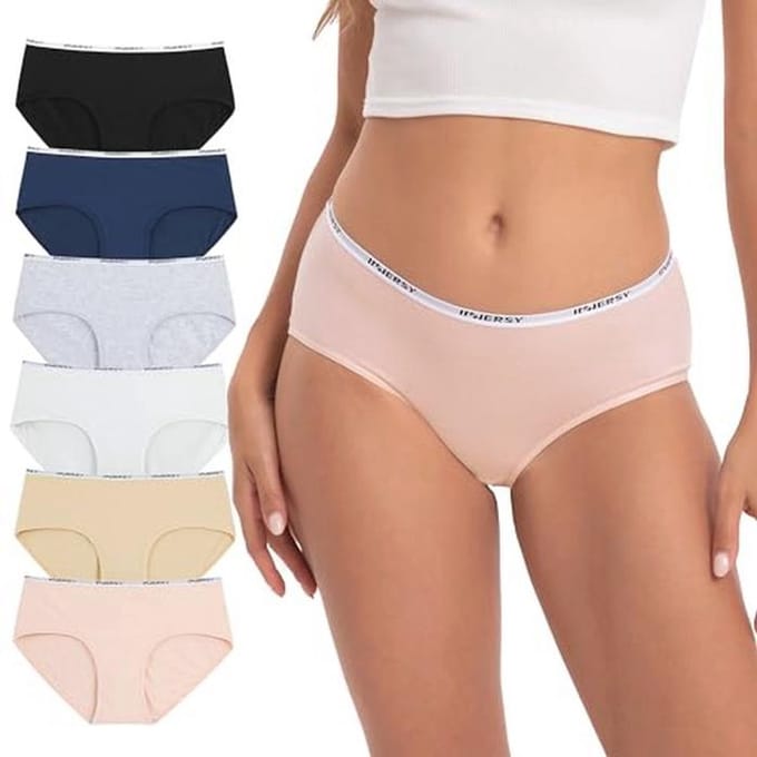 Dames Stretch Katoen Slips Midden Taille - 6 Stuks Ondergoed voor Vrouwen