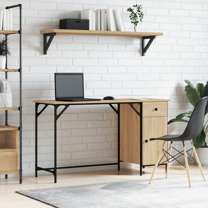 vidaXL - Bureau - 131x48x75 - cm - bewerkt - hout - sonoma - eikenkleurig
