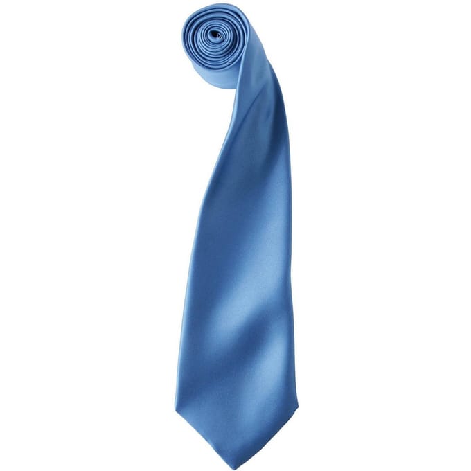 Premier Kleurencollectie Satijnen Stropdas (Middenblauw)
