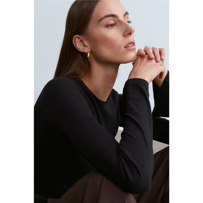 Slim Fit Lange Mouw Crew Neck Blouse