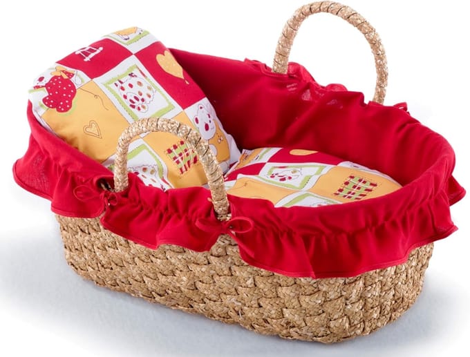 Poppendraagtas 40 cm met 2-delige Kussenset - Volledig Gegalonneerd