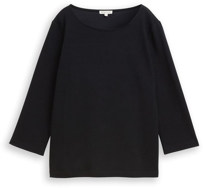Tom Tailor - Shirt met lange mouwen met ottomanstructuur - Maat S - deep black