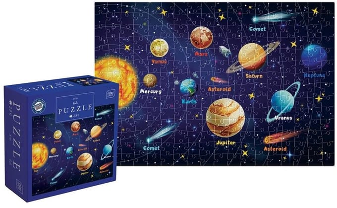 Puzzel van 250 stukjes voor kinderen van 6 jaar – Zonnestelsel
