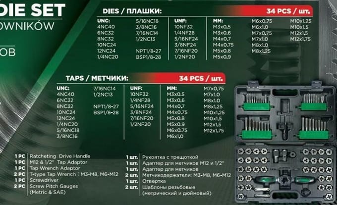 Rockforce - Tap- en Snijset - 76-delig - M3-M12
