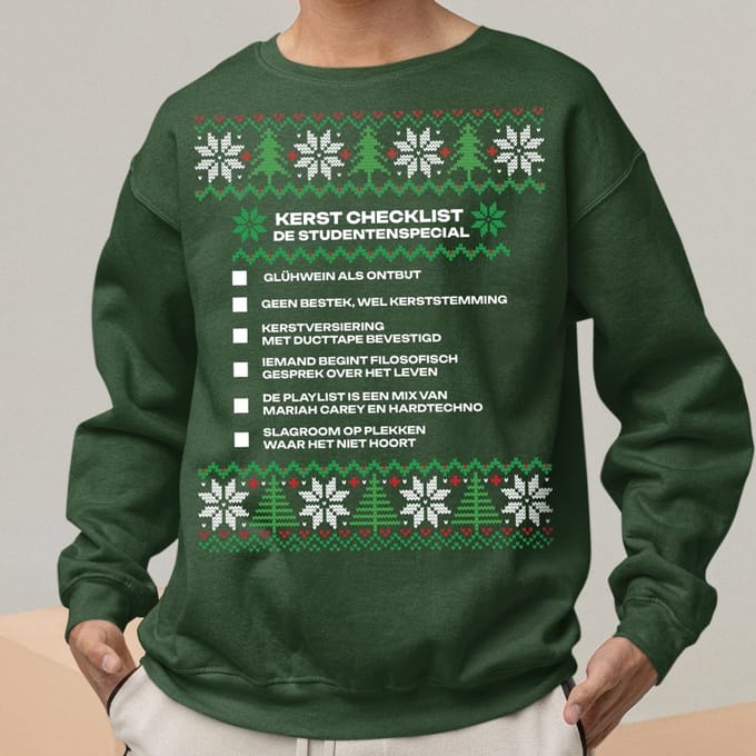 Kerst Trui Groen Kerst Checklist - De Studentenspecial V2 XS