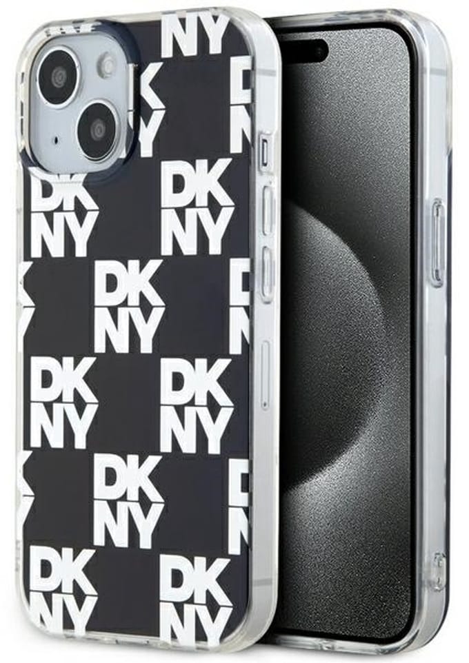 DKNY Checkered Serie - Telefoonhoesje - iPhone 15 Plus - Zwart - Stijlvol Ontwerp