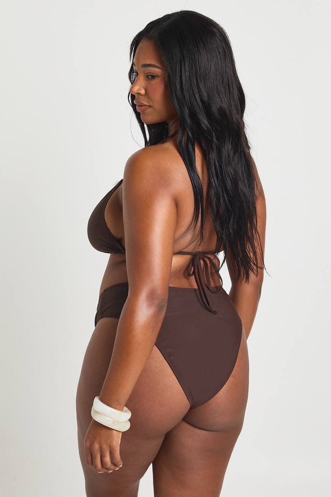 boohoo Dames Plus Essentials Effen Slip | Chocolate | Maat: 28