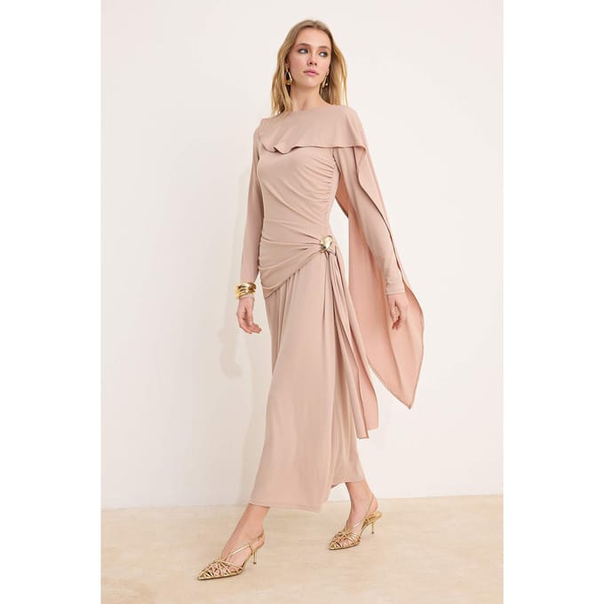 Damesjurk, bruin, plat, maxi, lang, chic/nacht, bodycon, hijab
